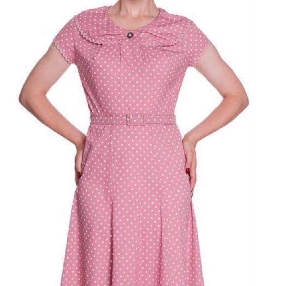 Hell Bunny pink polka dot dress 1940s